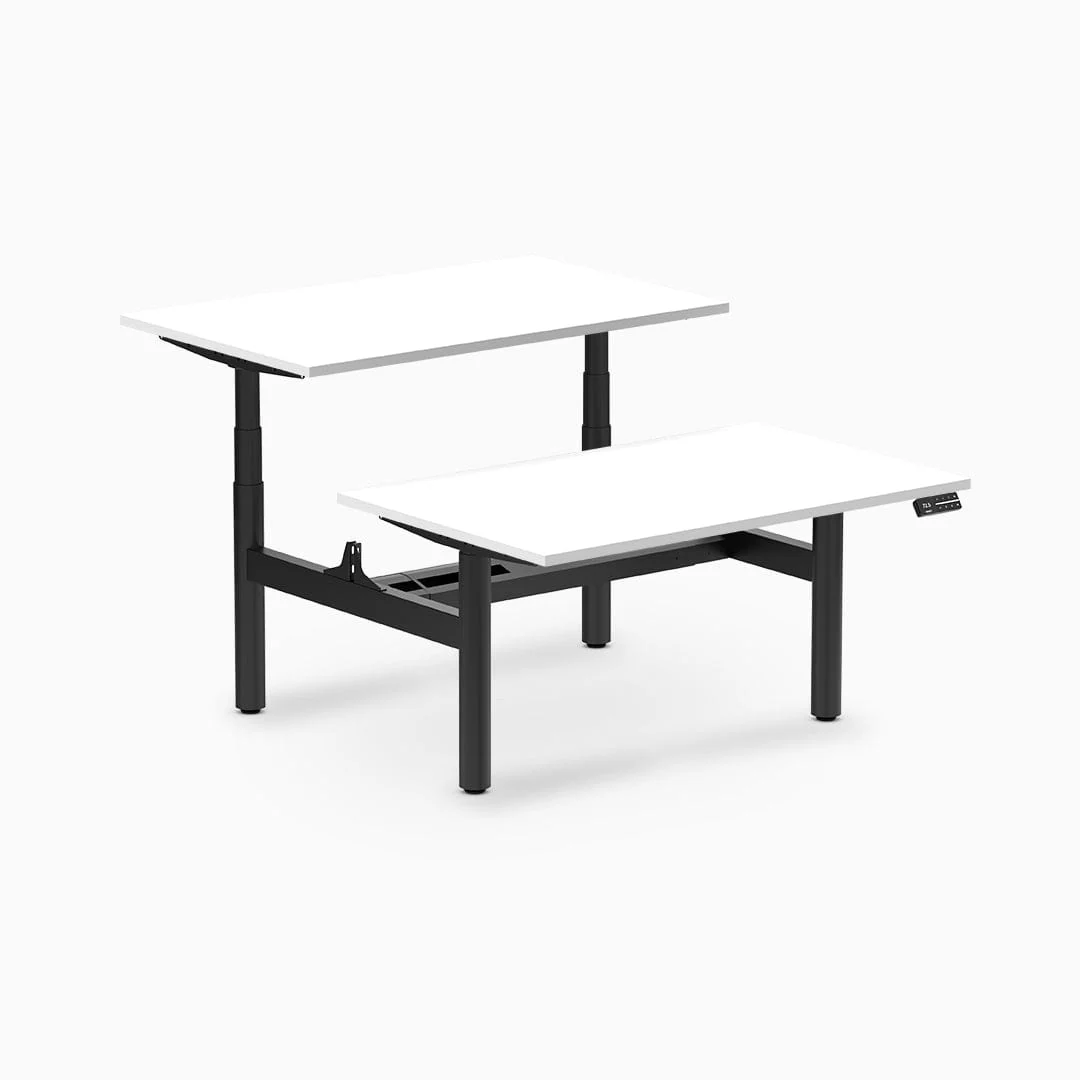 Desky Back to Back Round Leg Melamine Sit Stand Workstation - Image 13