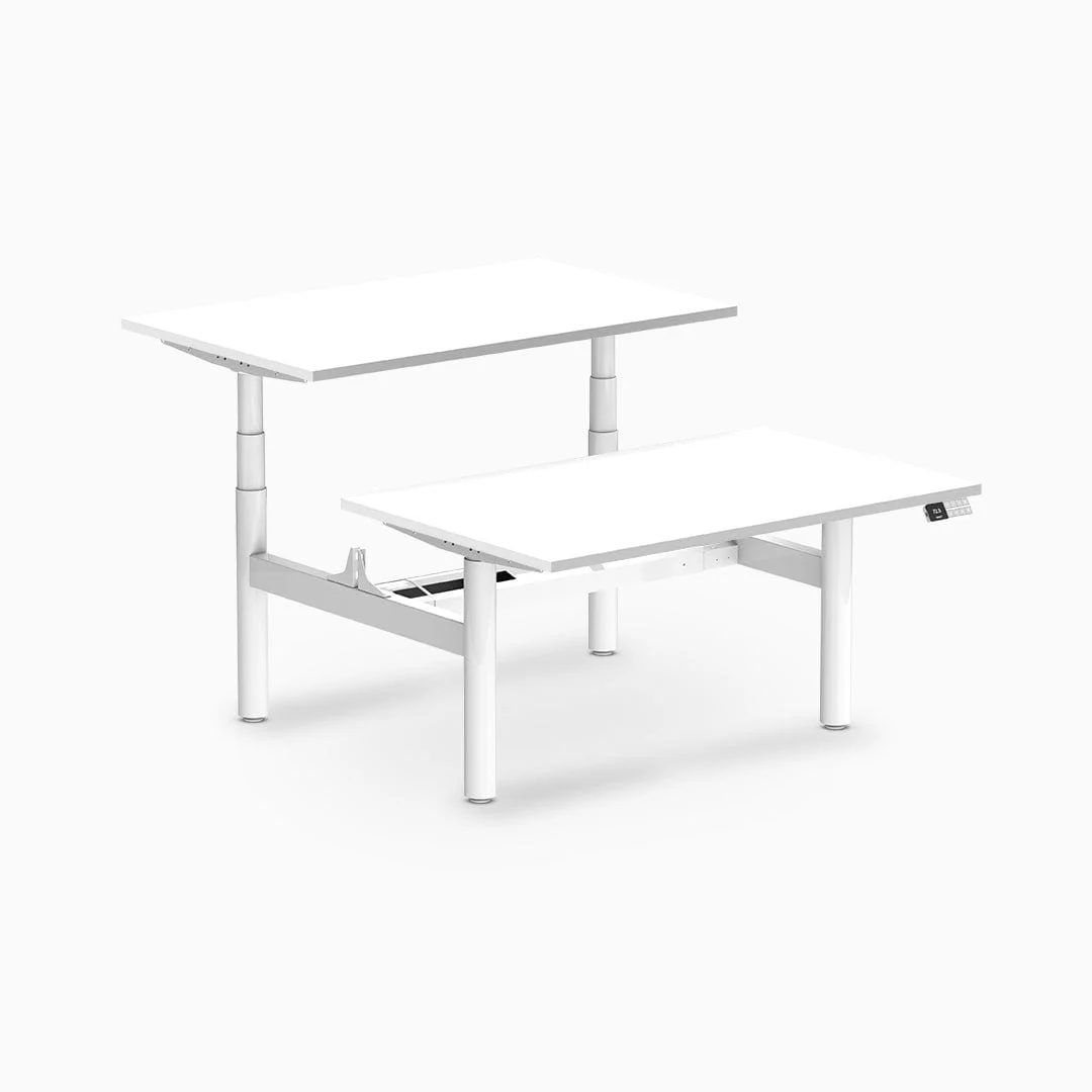 Desky Back to Back Round Leg Melamine Sit Stand Workstation - Image 14