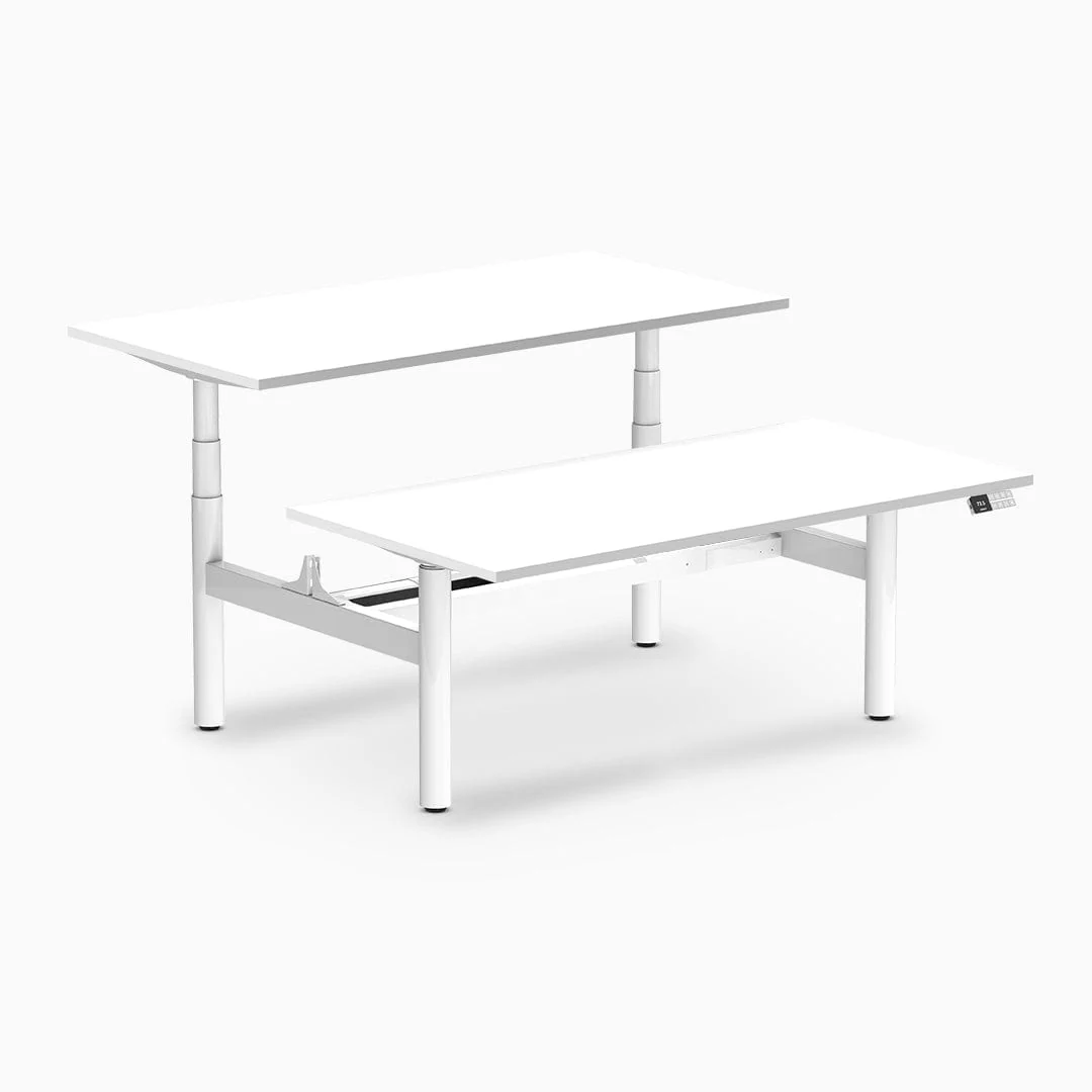Desky Back to Back Round Leg Melamine Sit Stand Workstation - Image 16