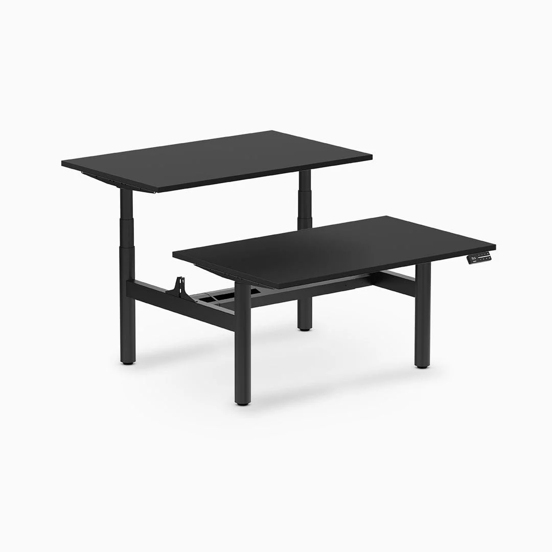 Desky Back to Back Round Leg Melamine Sit Stand Workstation - Image 19
