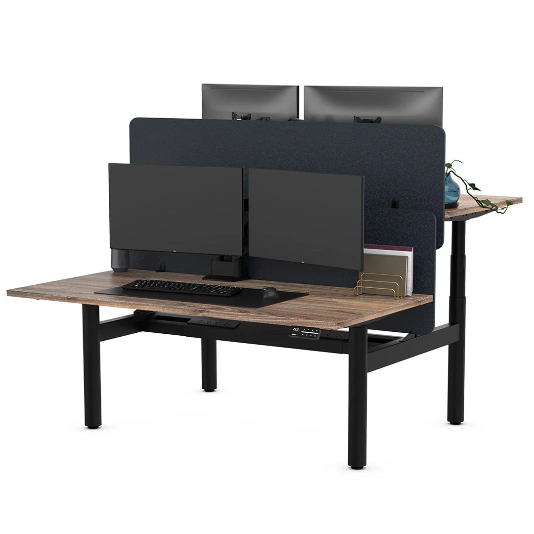 Desky Back to Back Round Leg Melamine Sit Stand Workstation - Image 2