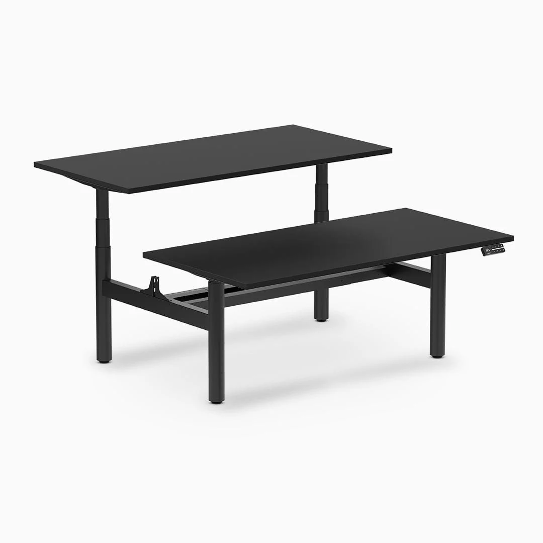 Desky Back to Back Round Leg Melamine Sit Stand Workstation - Image 21
