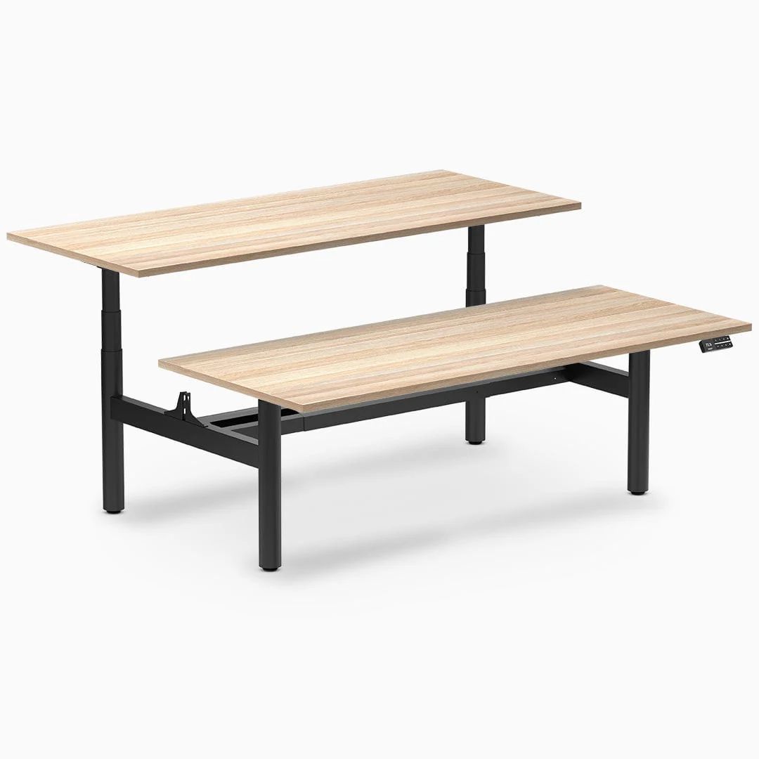 Desky Back to Back Round Leg Melamine Sit Stand Workstation - Image 29