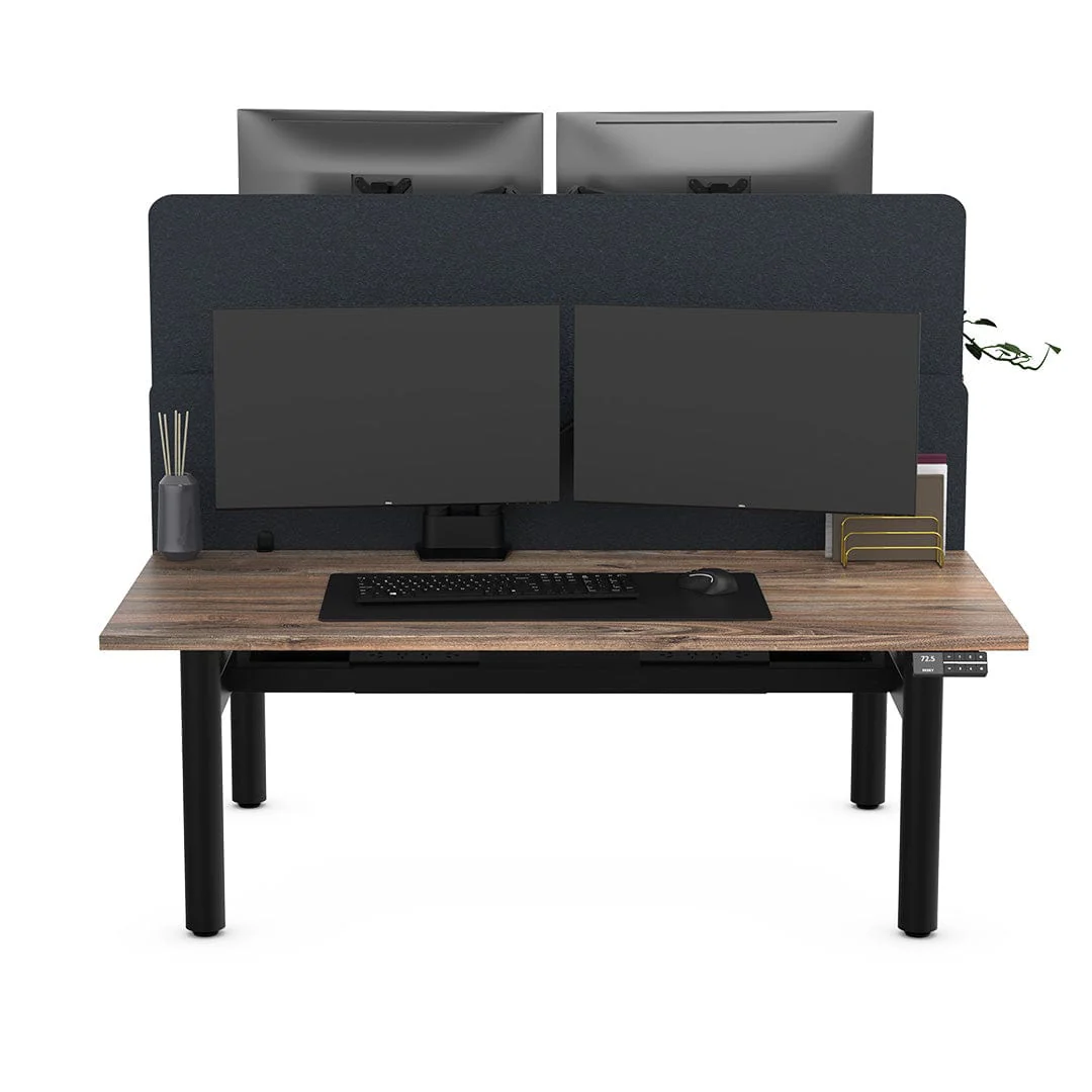 Desky Back to Back Round Leg Melamine Sit Stand Workstation - Image 3
