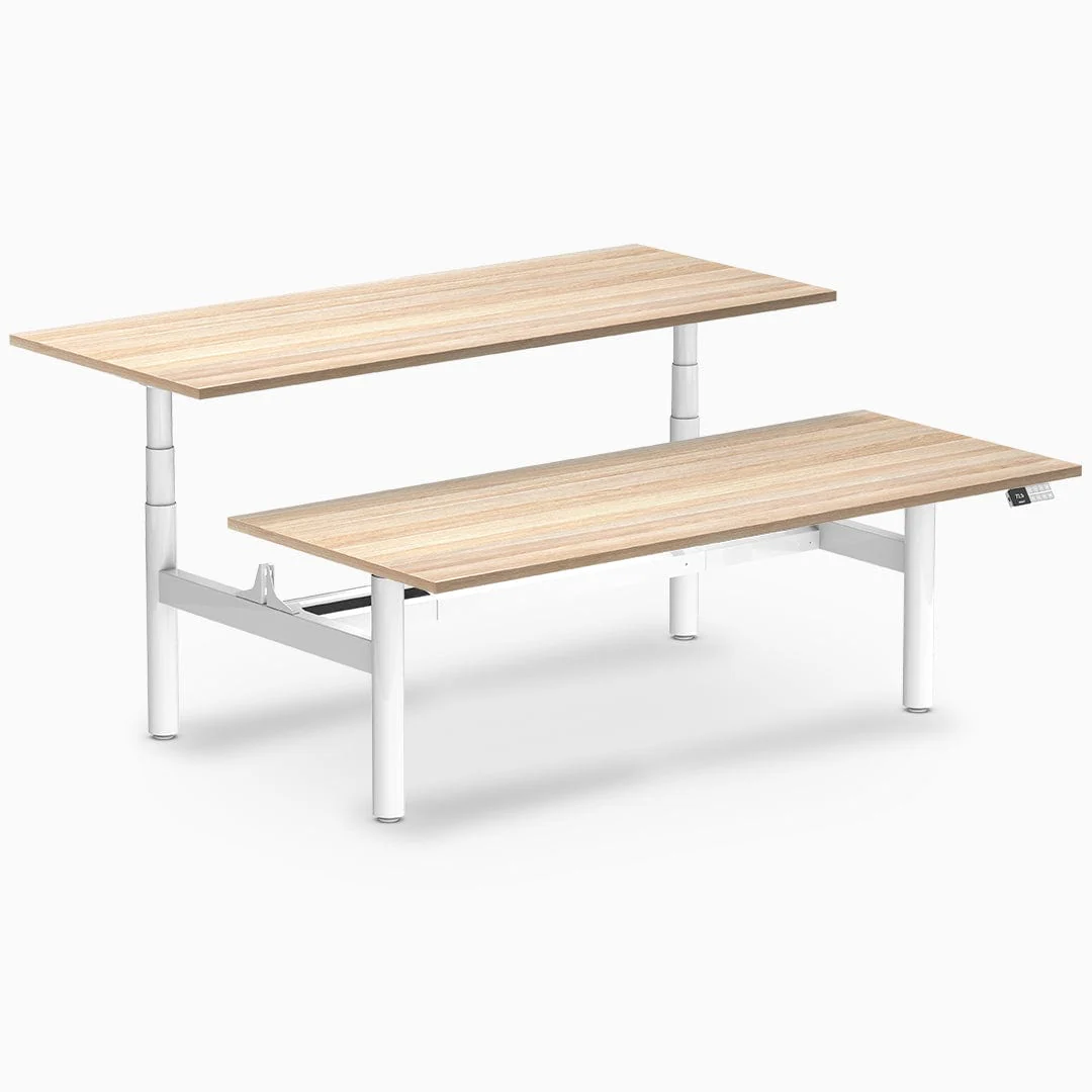 Desky Back to Back Round Leg Melamine Sit Stand Workstation - Image 30