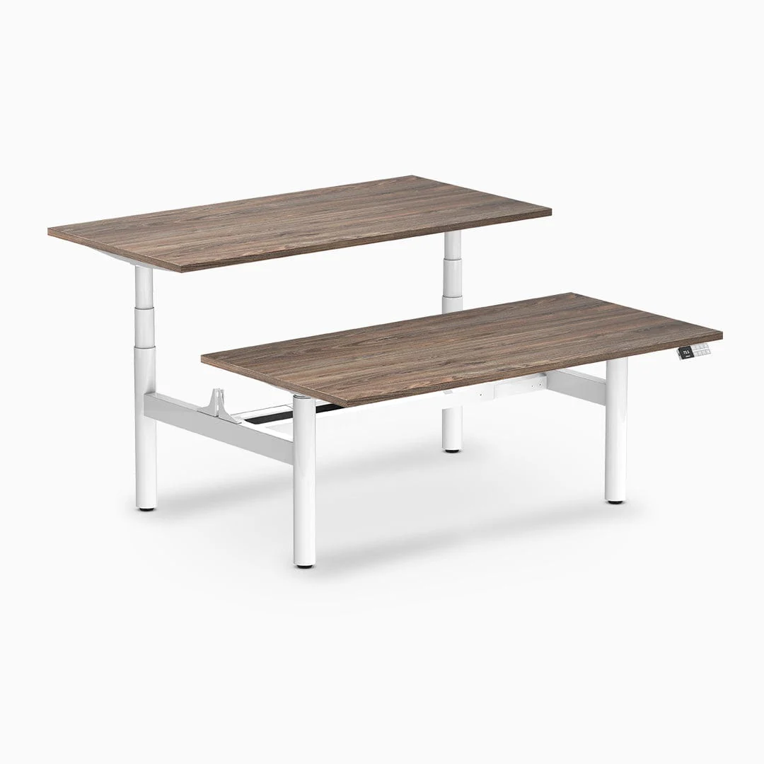 Desky Back to Back Round Leg Melamine Sit Stand Workstation - Image 34