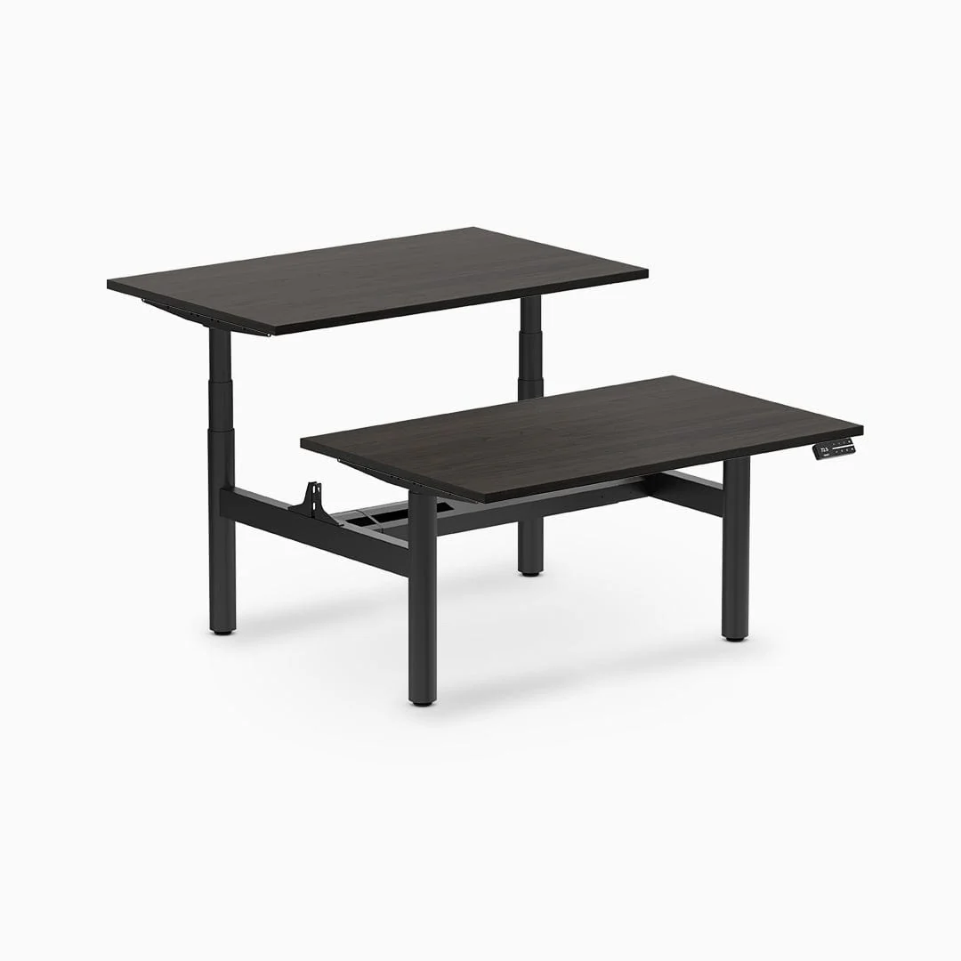 Desky Back to Back Round Leg Melamine Sit Stand Workstation - Image 37
