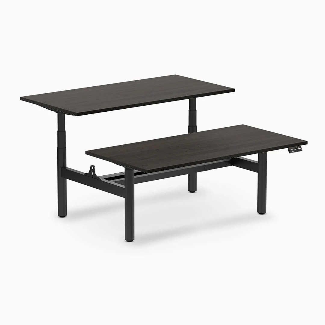 Desky Back to Back Round Leg Melamine Sit Stand Workstation - Image 39