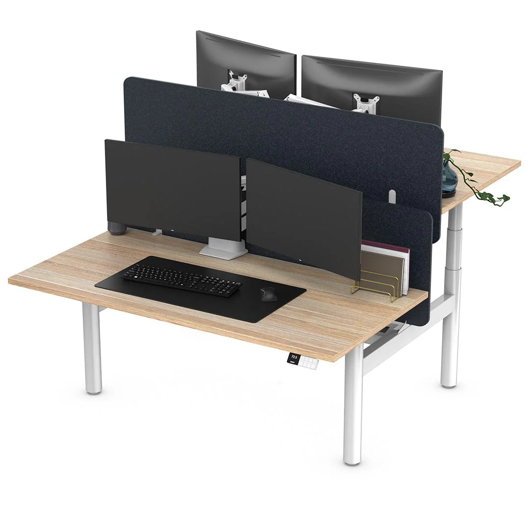 Desky Back to Back Round Leg Melamine Sit Stand Workstation - Image 4