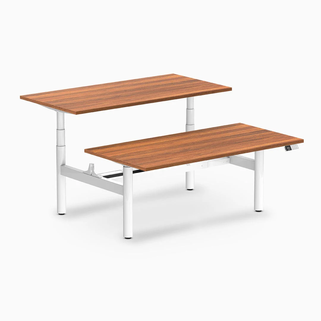Desky Back to Back Round Leg Melamine Sit Stand Workstation - Image 46