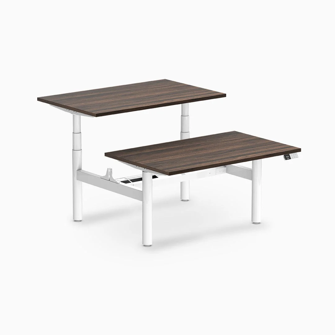 Desky Back to Back Round Leg Melamine Sit Stand Workstation - Image 50