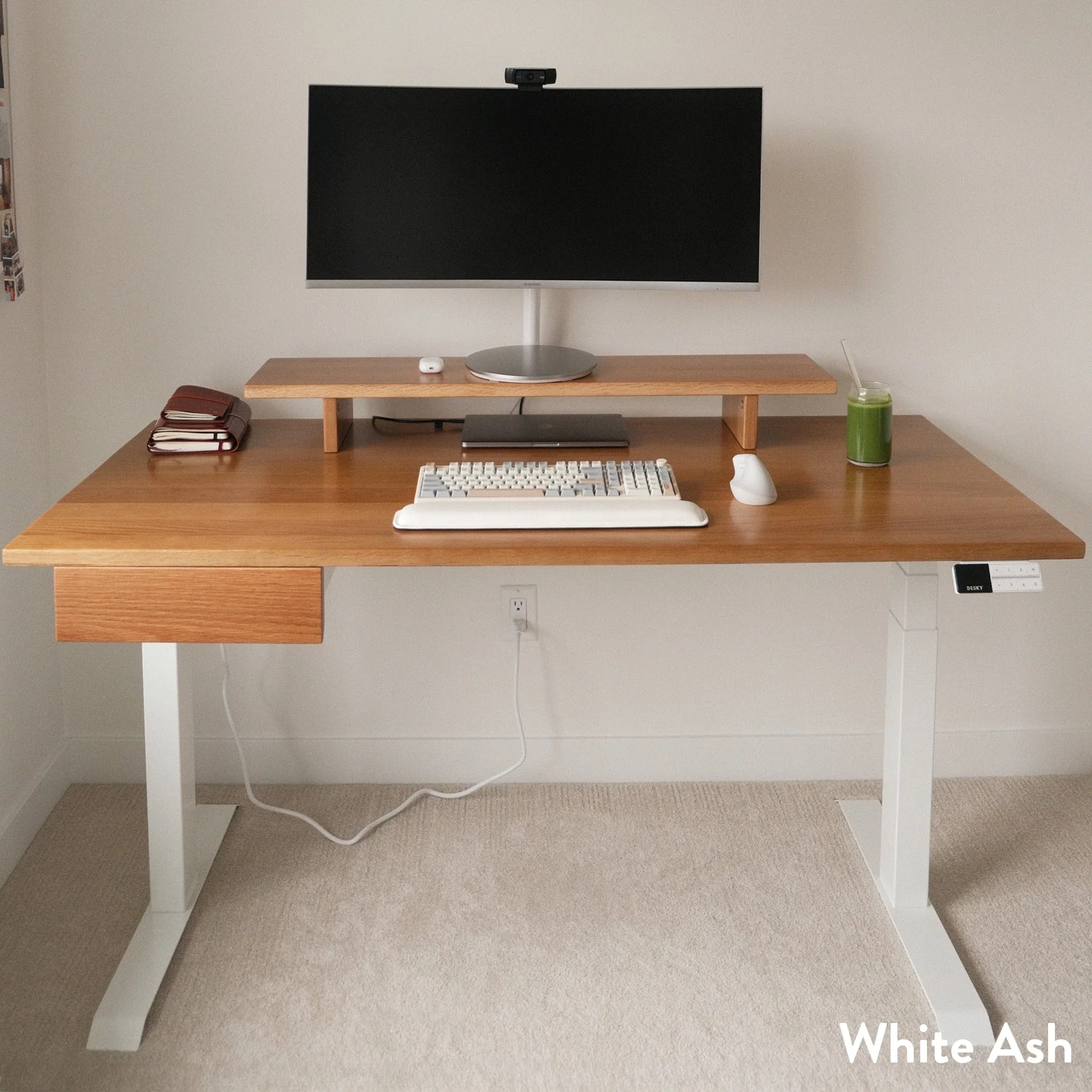 Desky Dual Hardwood Standing Desk With Drawer - Image 13