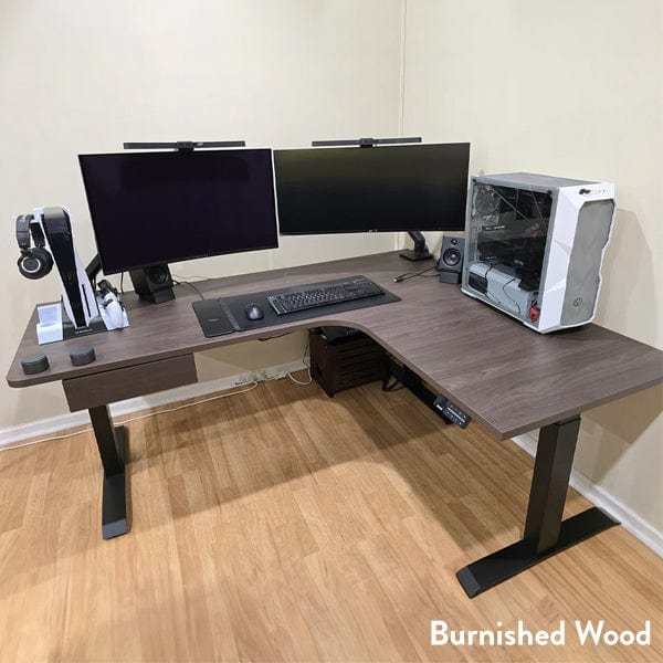 Desky L-Shape Melamine Sit Stand Desk - Image 4
